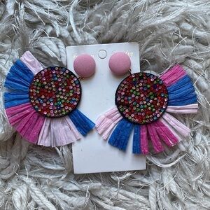 Pink and and Blue and Multi-Color Stone Earrings